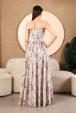 Rosalba Strapless Block Printed Cotton Maxi Dress