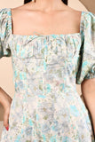 Halofera Puff Sleeve Printed Cotton Midi Dress