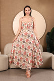 Helen Printed Cotton Bustier Midi Dress
