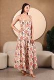 Helen Printed Cotton Bustier Midi Dress
