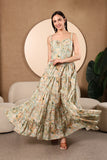 Vanessa Printed Cotton Bustier Maxi Dress
