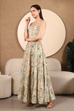 Vanessa Printed Cotton Bustier Maxi Dress