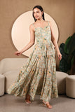 Vanessa Printed Cotton Bustier Maxi Dress