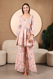 Nisha Printed Linen Cotton Sharara Set Of 2
