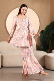 Nisha Printed Linen Cotton Sharara Set Of 2