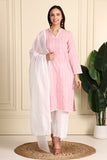 Saaz Pink Embroidered Cotton Kurti Set Of 3