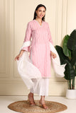 Saaz Pink Embroidered Cotton Kurti Set Of 3