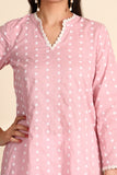Saaz Pink Embroidered Cotton Kurti Set Of 3