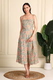 Nina Block Printed Cotton Bustiar Midi Dress