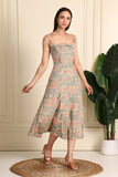 Nina Block Printed Cotton Bustiar Midi Dress