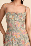 Nina Block Printed Cotton Bustiar Midi Dress