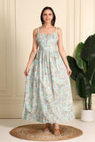 Darcia Printed Cotton Bustier Maxi Dress