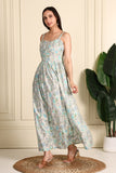 Darcia Printed Cotton Bustier Maxi Dress