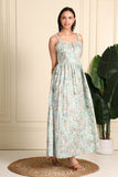 Darcia Printed Cotton Bustier Maxi Dress