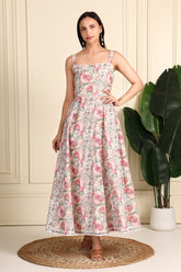 Roselia Printed Linen Cotton Midi Dress