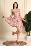 Emma Printed Linen Cotton Short Dress