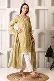 Zara mustard Green Embroidered Cotton Kurti Set Of 3