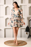 Mia Printed Linen Cotton Short Dress