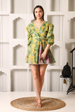 Ena Block Printed Cotton Short Dress