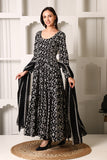 Jeenat Black Embroidered Cotton Anarkali Dress