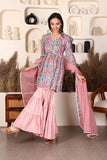 Zarina Block Printed Cotton Sharara Set Of 3