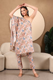 Kaya Printed Linen Cotton one-shoulder Kaftan Dress