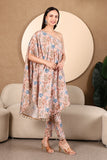 Kaya Printed Linen Cotton one-shoulder Kaftan Dress