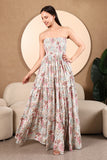 Rosalba Strapless Block Printed Cotton Maxi Dress